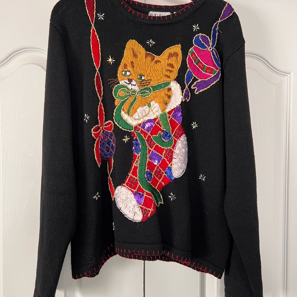 Festive Black Cat Sweater
